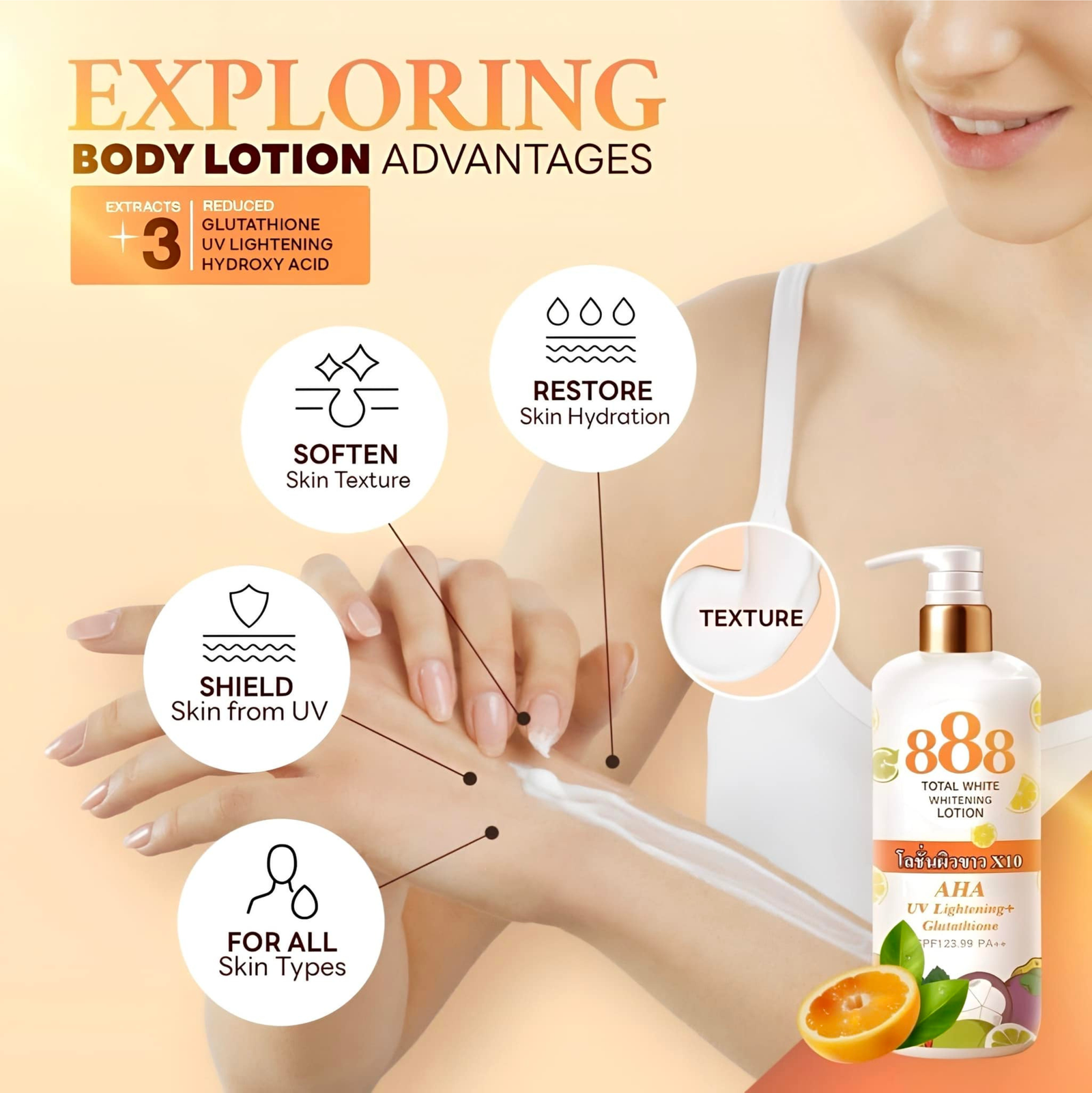 888 Total White Whitening Lotion SPF123.99 250ml | Body Lotion 888 Total White Whitening Lotion SPF123.99 250ml | Body Lotion