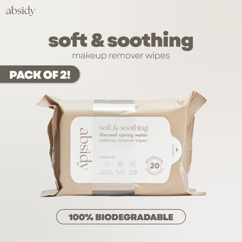 Absidy Soft & Soothing Thermal Spring Water Makeup Remover Wipes 20 Sheets x 2 Packs