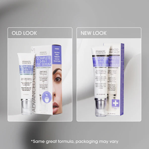 Advanced Clinicals Complete 5-in-1 Multi Correction Eye Serum 59ml | Anti Aging Eye Serum, Cream and Patches
