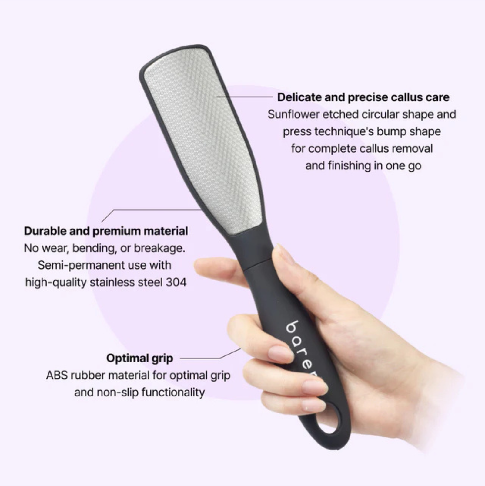 Baren Stainless Steel Double-Sided Foot File 1pc | Foot Exfoliant/Softener Baren Stainless Steel Double-Sided Foot File 1pc | Foot Exfoliant/Softener