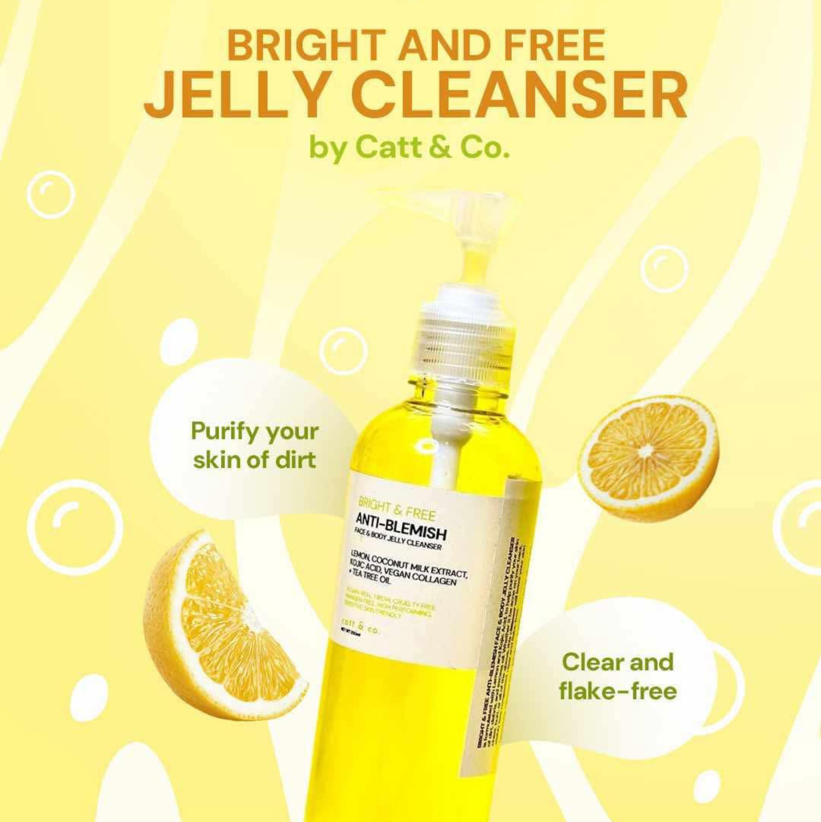Catt & Co. Bright & Free Anti-Blemish Face & Body Jelly Cleanser 250ml | Cleansers Catt & Co. Bright & Free Anti-Blemish Face & Body Jelly Cleanser 250ml | Cleansers
