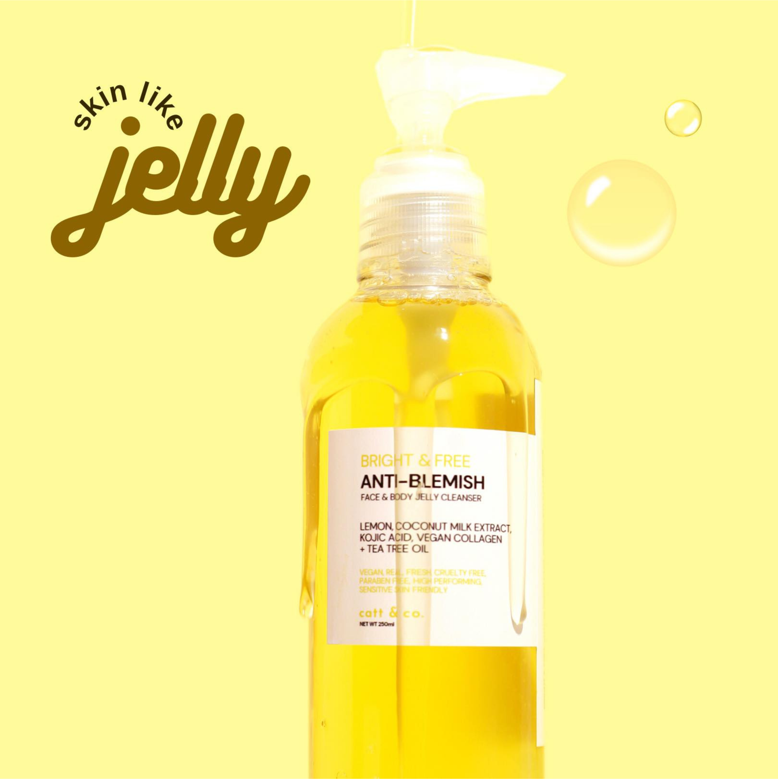 Catt & Co. Bright & Free Anti-Blemish Face & Body Jelly Cleanser 250ml | Cleansers Catt & Co. Bright & Free Anti-Blemish Face & Body Jelly Cleanser 250ml | Cleansers