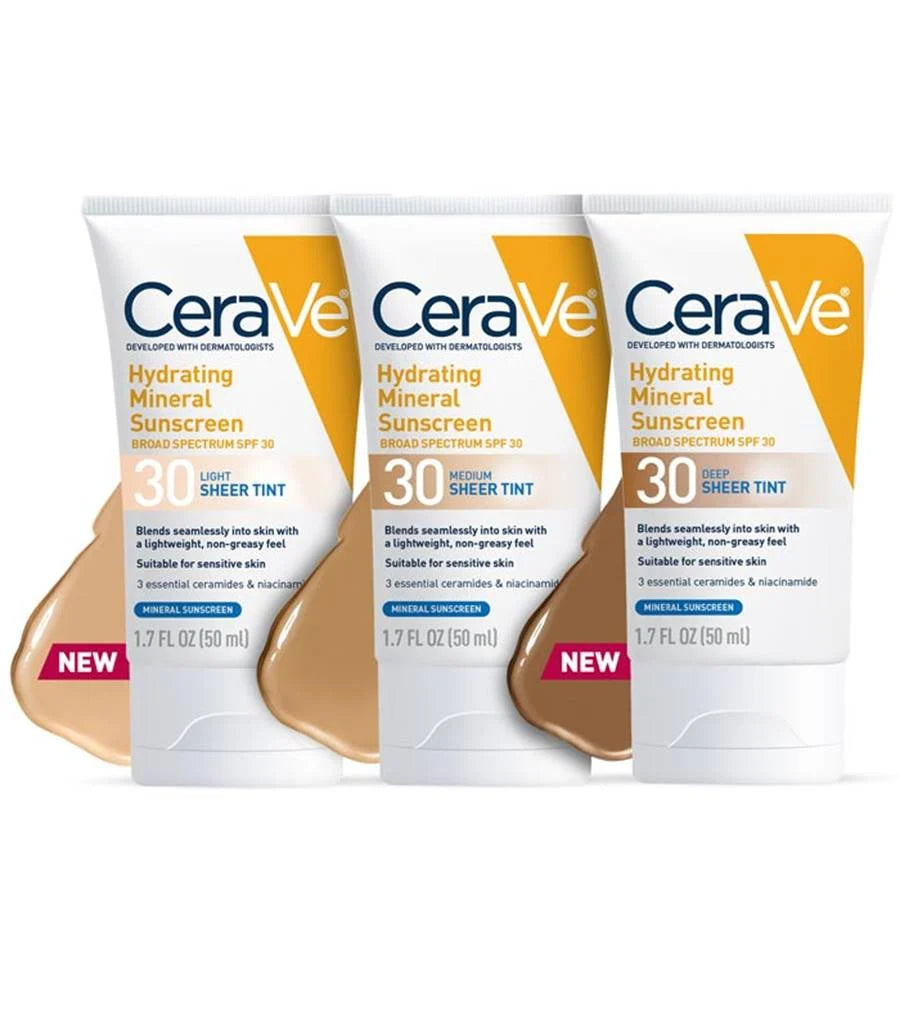 CeraVe Hydrating Mineral Sunscreen SPF30, Sheer Tint 50ml | Sunscreen