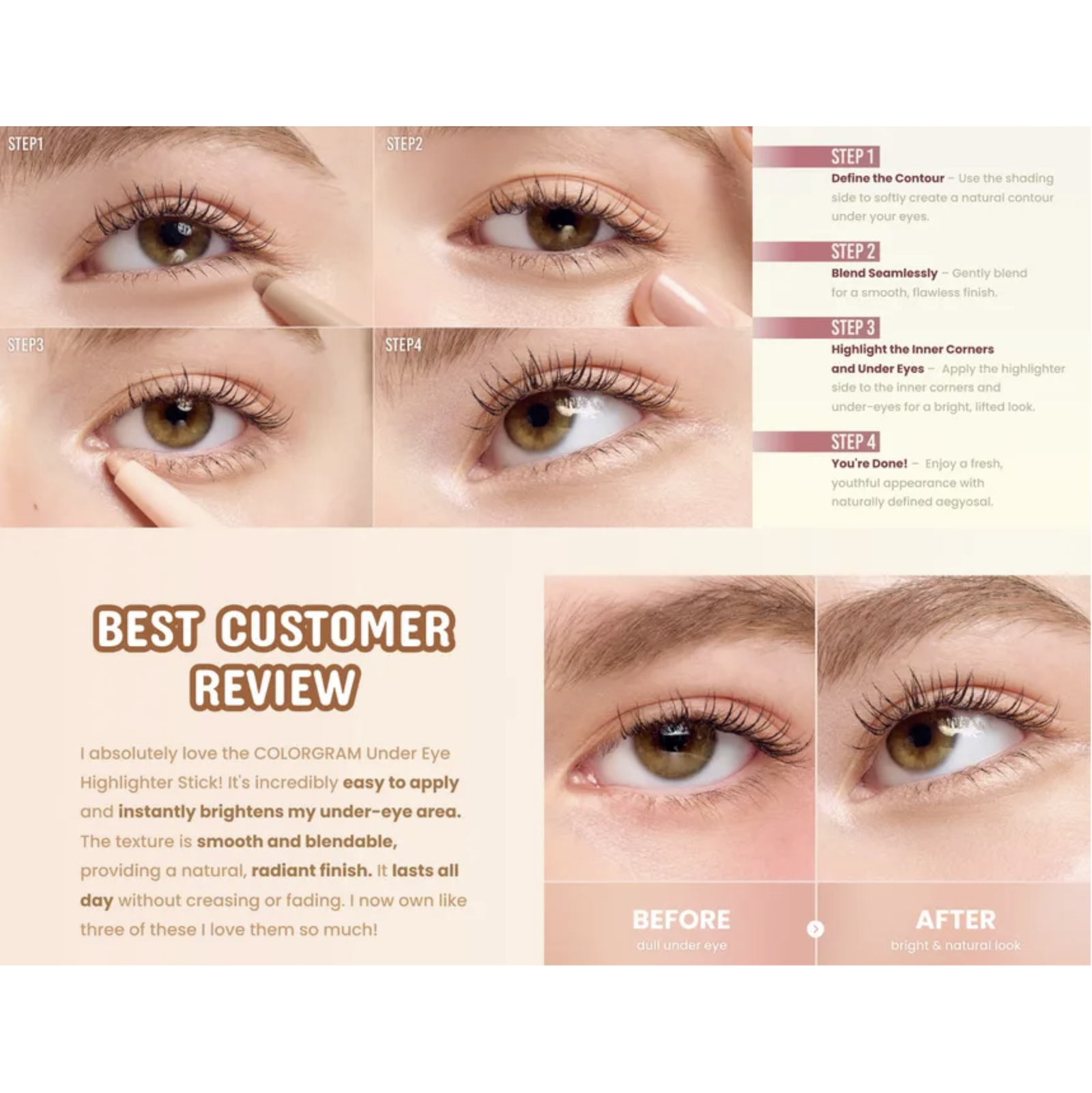 Colorgram All in One Aegyo-Sal Maker 01 Warm Tone 1pc | Eye Palette and Eye Shadow