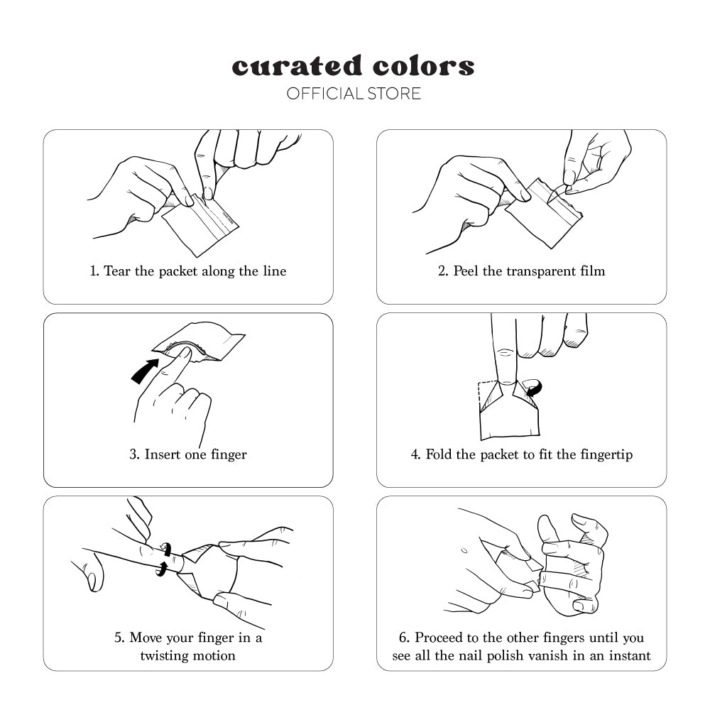 Curated Colors Cuco Non-Acetone Based Insta Vanish Wipes 50 pads | Nail Polish Remover