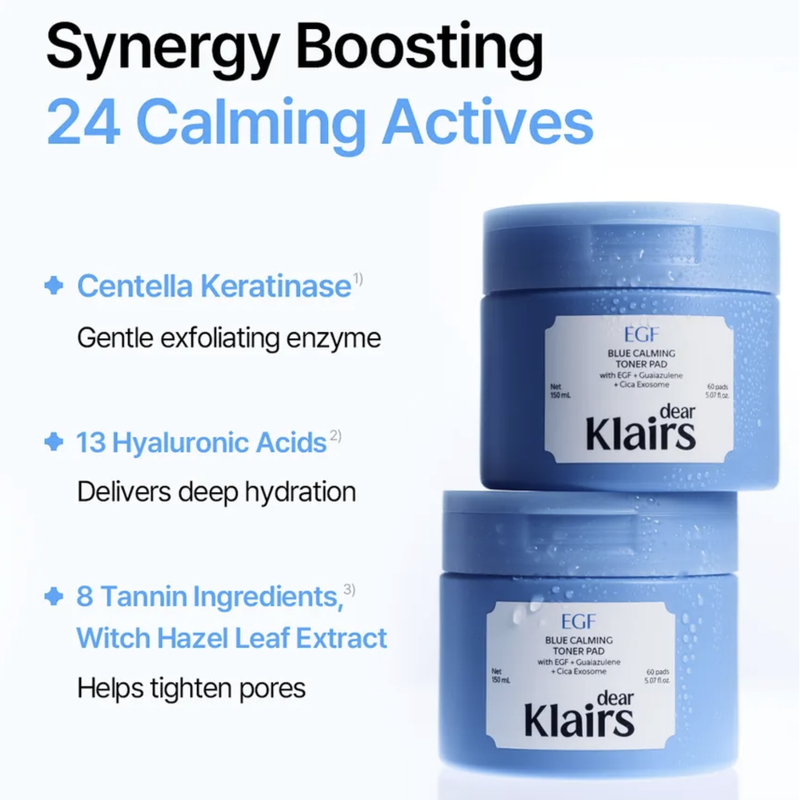 Dear, Klairs EGF Blue Calming Toner Pad 60 Pads