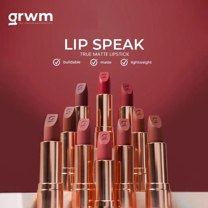 GRWM Cosmetics Lip Speak True Matte Lipstick 3.8g | Lipstick, Liner and Lip Tint GRWM Cosmetics Lip Speak True Matte Lipstick 3.8g | Lipstick, Liner and Lip Tint