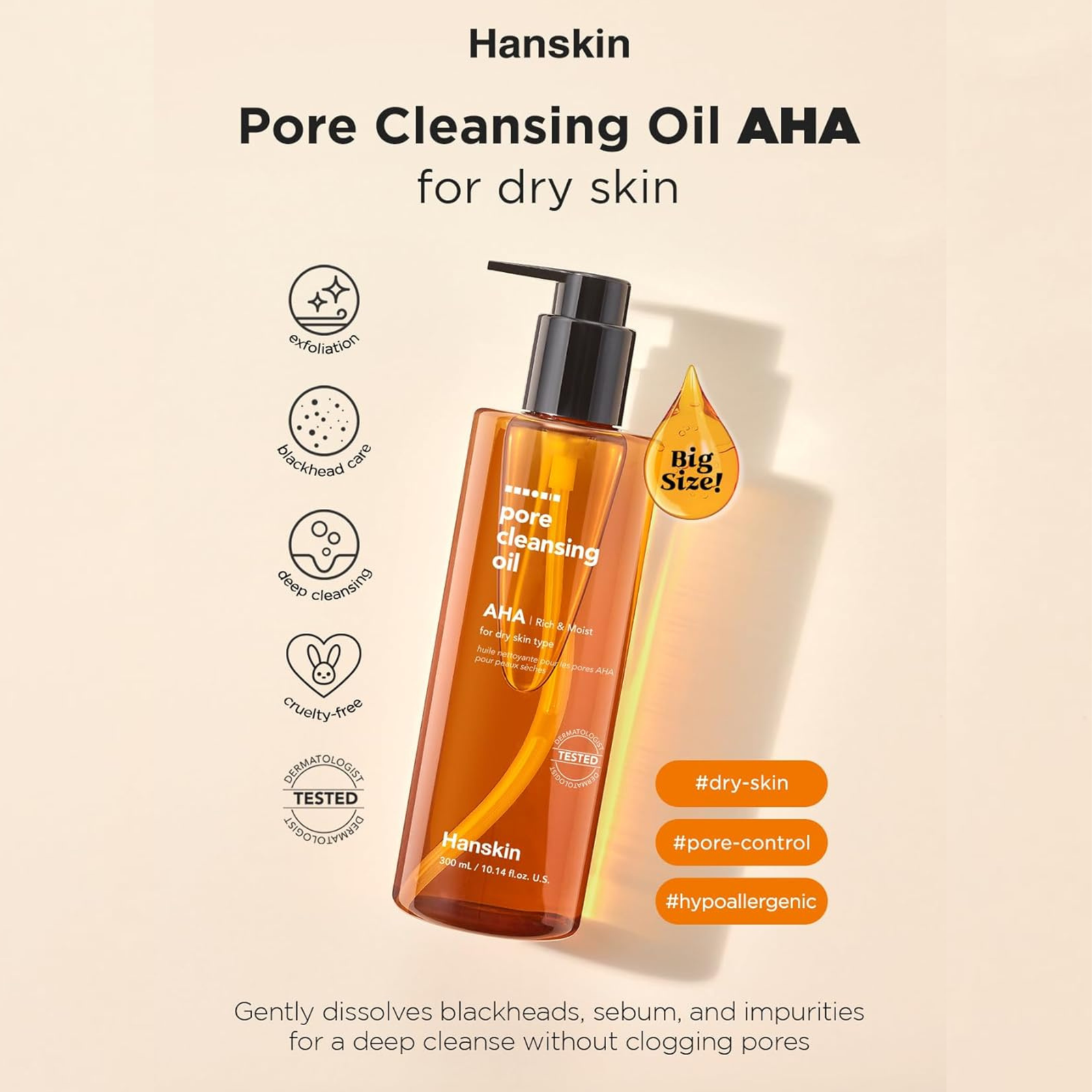Hanskin AHA Pore Cleansing Oil 300ml | Cleansing Balm, Oil and Water Hanskin AHA Pore Cleansing Oil 300ml | Cleansing Balm, Oil and Water