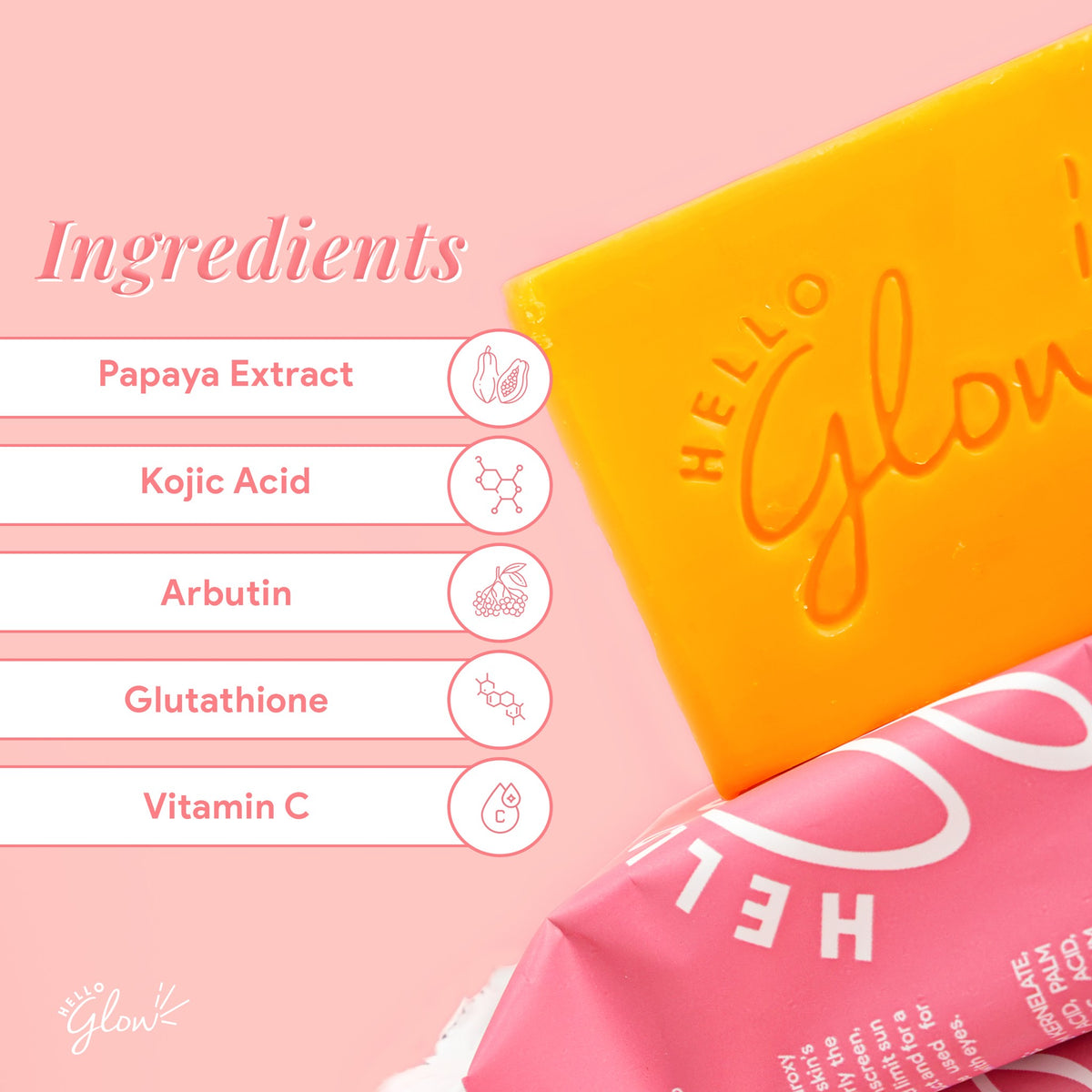 hello glow glutathione 5-in-1 Whitening Soap 90g Cleansing Oil L-Glutathione 1000mg Tablet, For Bundle:x3