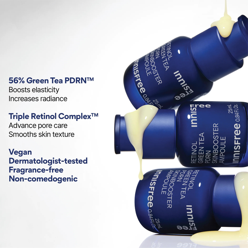 Innisfree Retinol Green Tea PDRN Skin Booster Ampoule 25ml