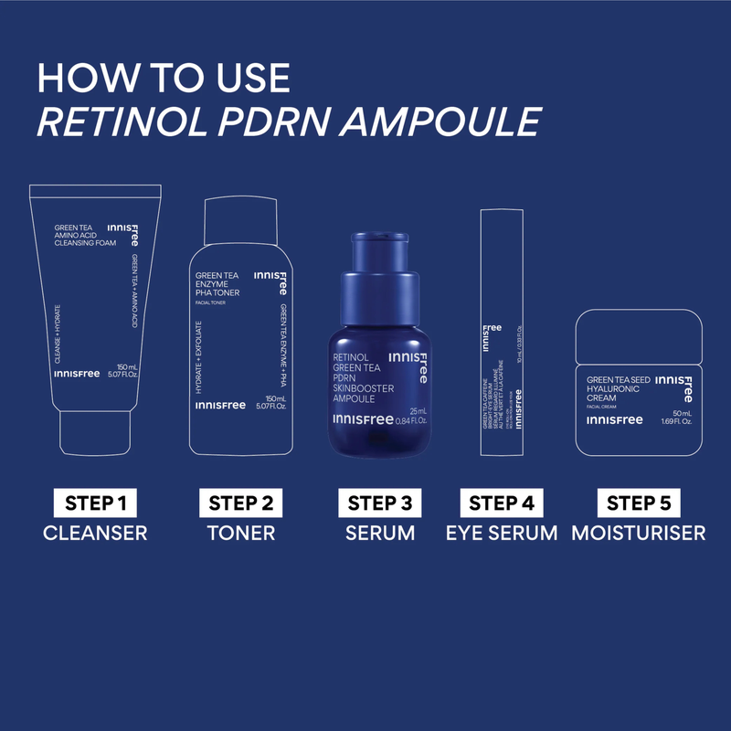 Innisfree Retinol Green Tea PDRN Skin Booster Ampoule 25ml