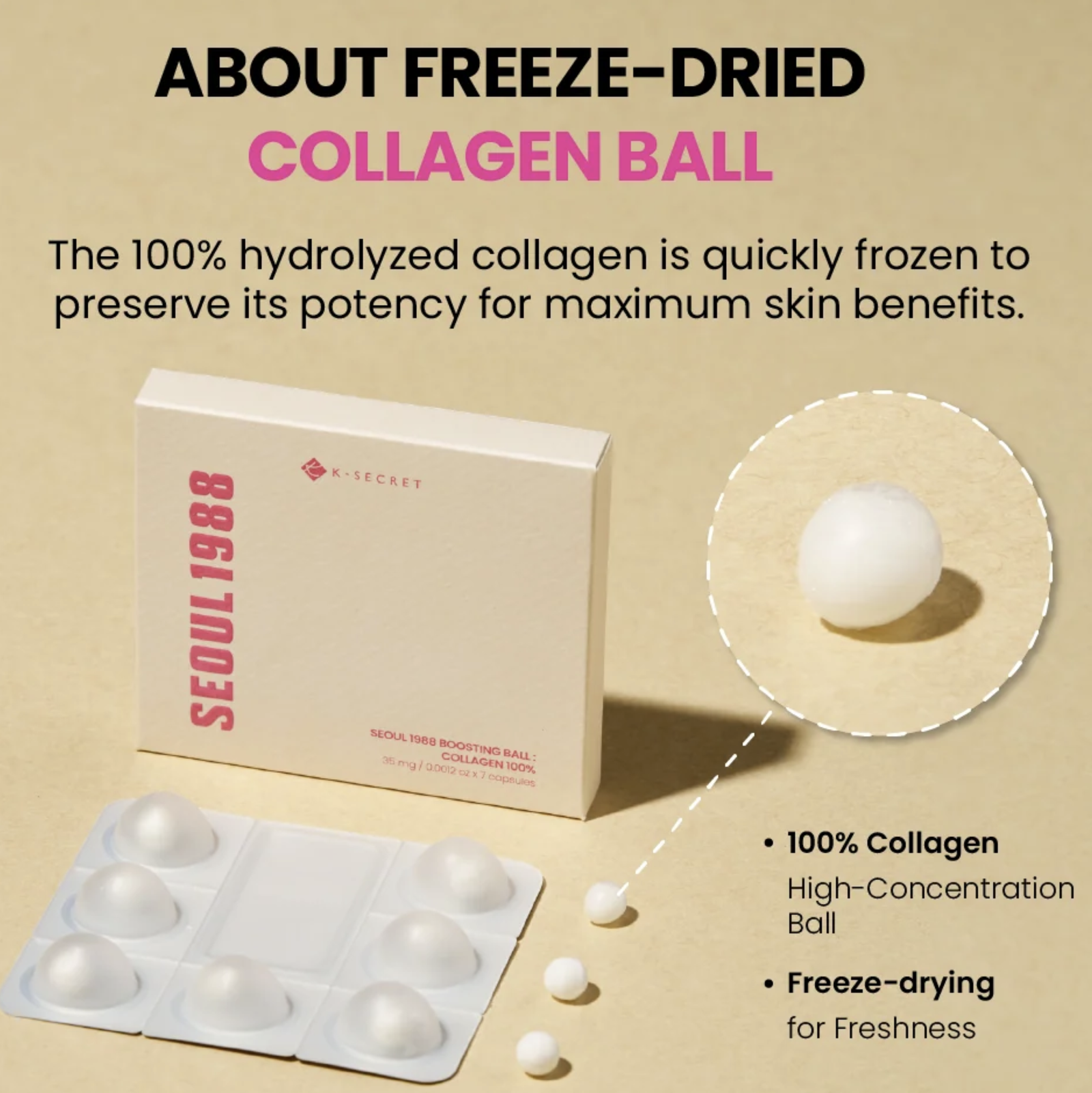 K-Secret Seoul 1988 Boosting Ball: Collagen 100% 7 Capsules | Collagen K-Secret Seoul 1988 Boosting Ball: Collagen 100% 7 Capsules | Collagen