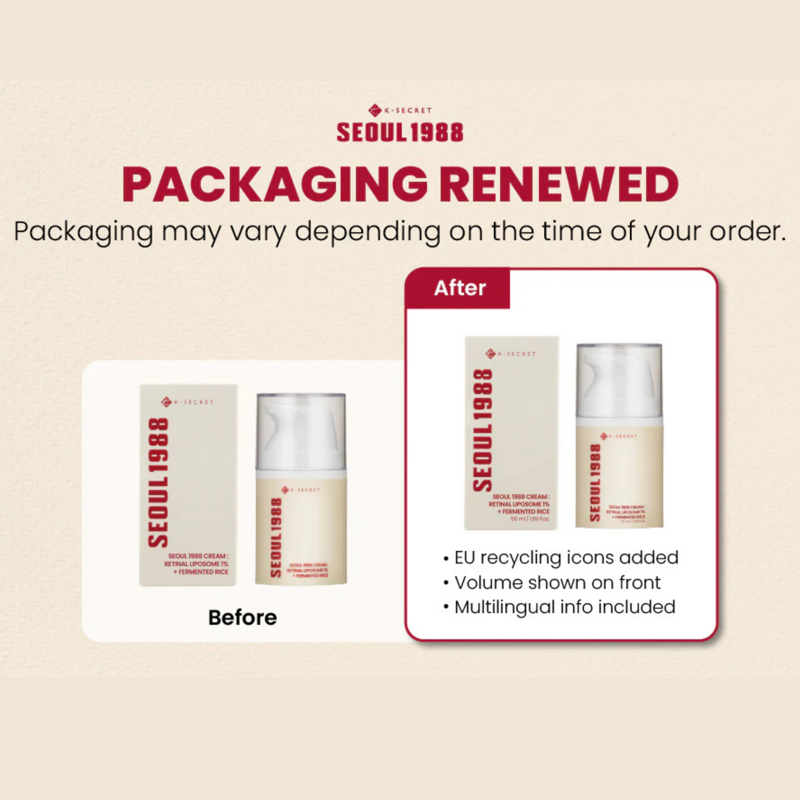 K-Secret Seoul 1988 Cream: Retinal Liposome 1% + Fermented Rice 50ml | Retinol K-Secret Seoul 1988 Cream: Retinal Liposome 1% + Fermented Rice 50ml | Retinol