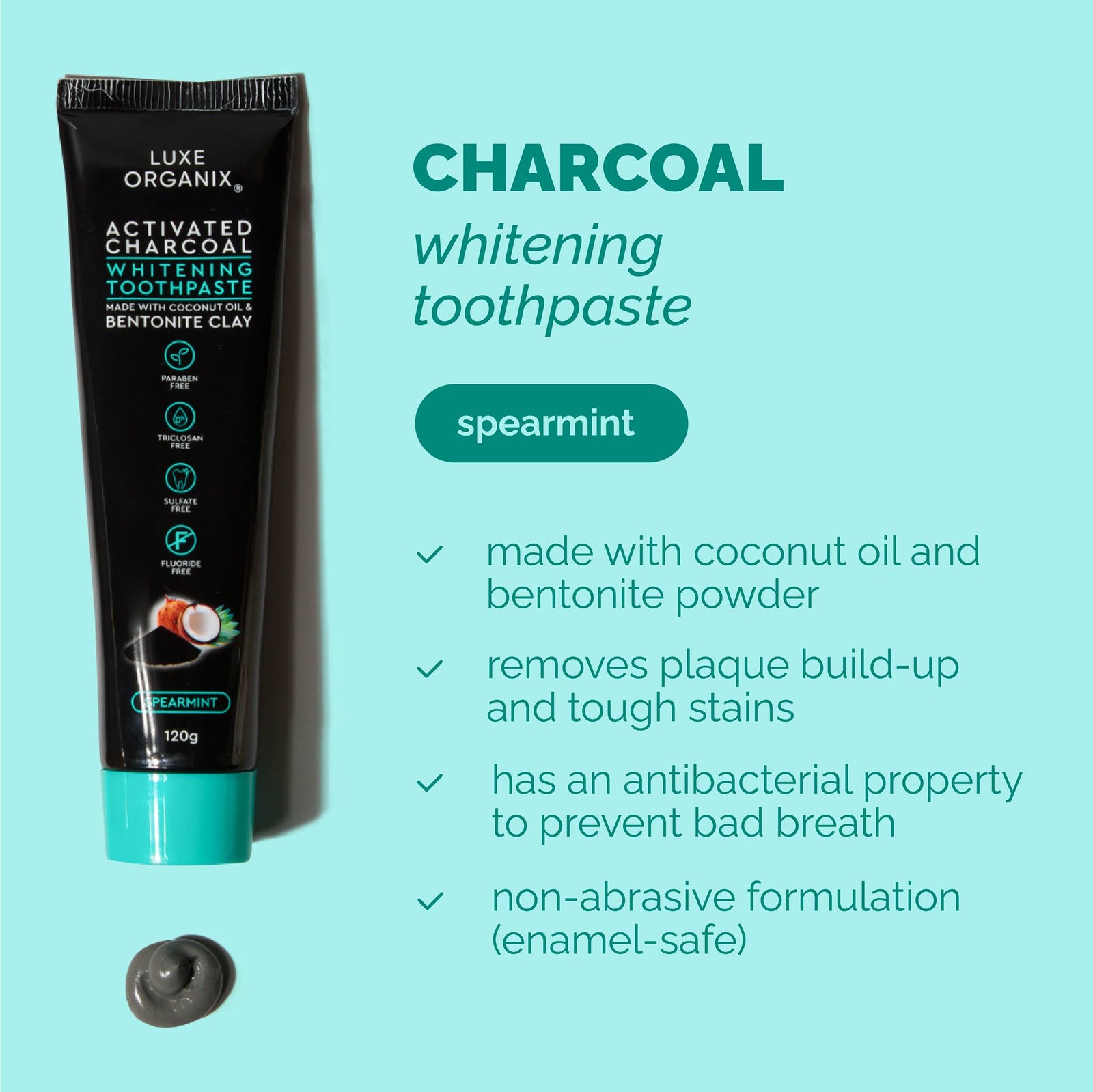 لوكس أورجانيكس معجون أسنان مبيض بالفحم المنشط بالنعناع 120 جم | Toothpaste لوكس أورجانيكس معجون أسنان مبيض بالفحم المنشط بالنعناع 120 جم | Toothpaste