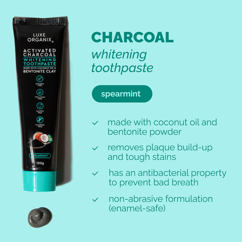 Luxe Organix Activated Charcoal Whitening Toothpaste Spearmint 120g