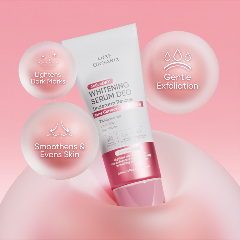 Luxe Organix ActiveDRY Whitening Serum Deo Underarm Rescue Antiperspirant Tone Correct + Brightening 50g
