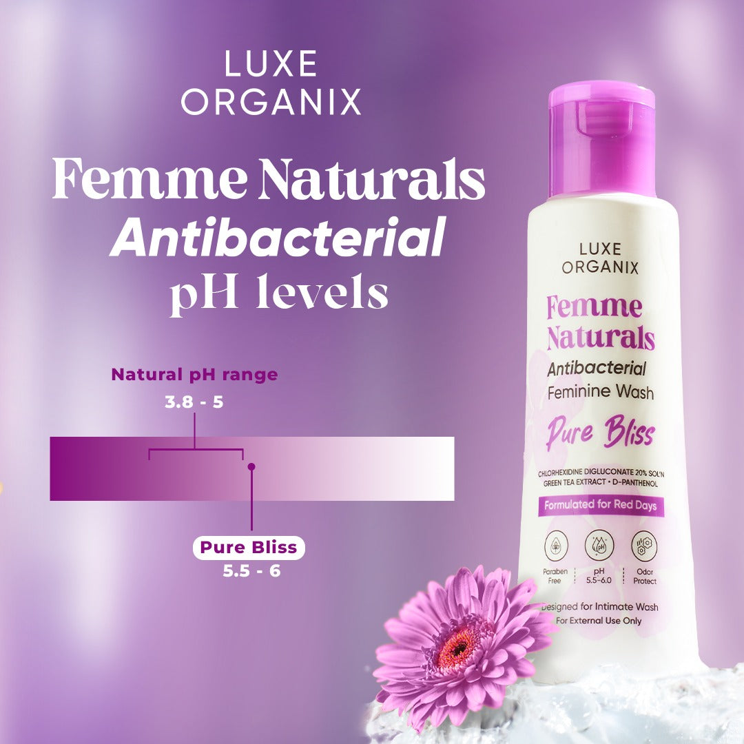 Luxe Organix Femme Naturals Antibacterial Feminine Wash Pure Bliss 120ml | Intimate Wash Luxe Organix Femme Naturals Antibacterial Feminine Wash Pure Bliss 120ml | Intimate Wash