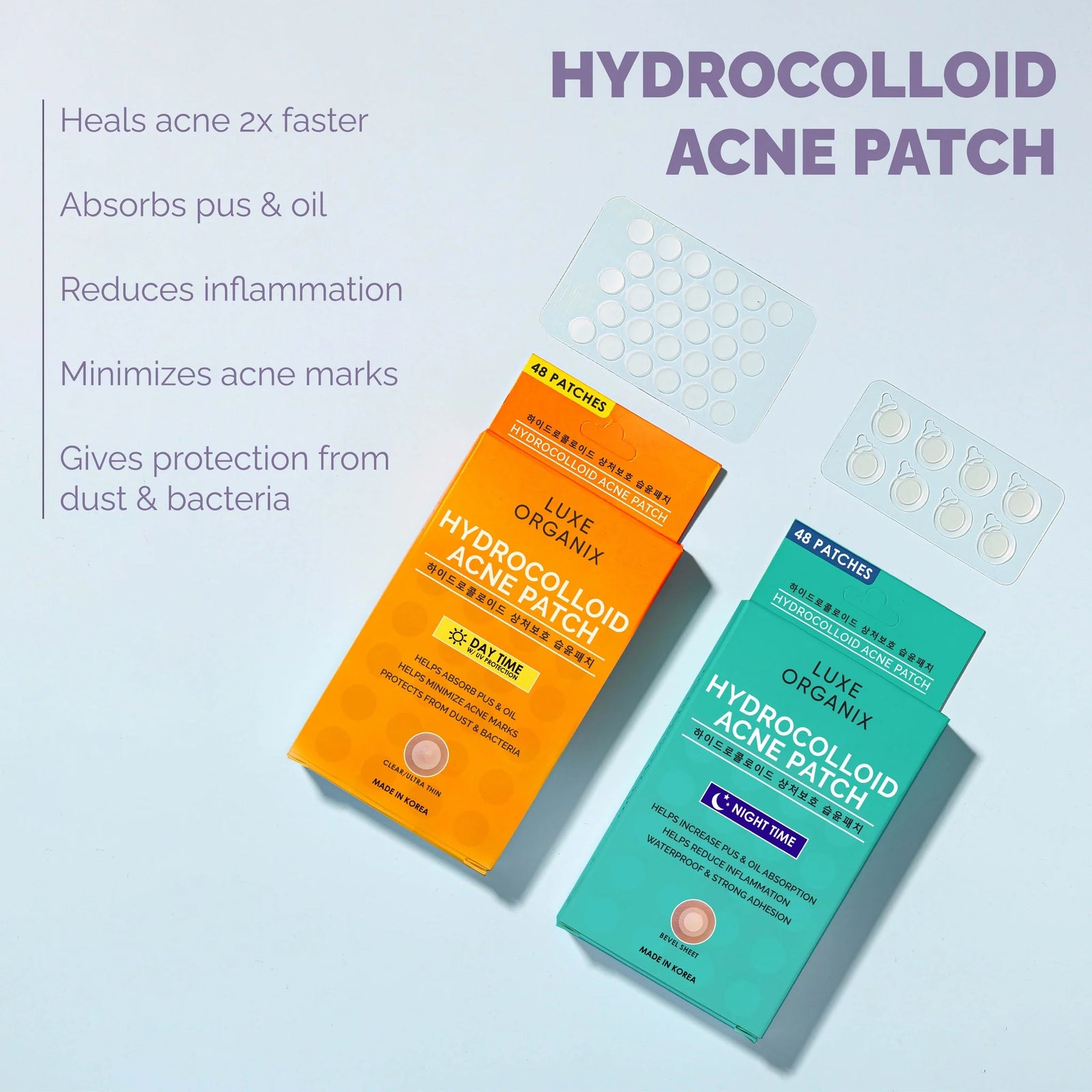 Luxe Organix Hydrocolloid Acne Spot Patch Night Time 48 patches | Acne Spot Treatment, Patches and Nose Strips Luxe Organix Hydrocolloid Acne Spot Patch Night Time 48 patches | Acne Spot Treatment, Patches and Nose Strips