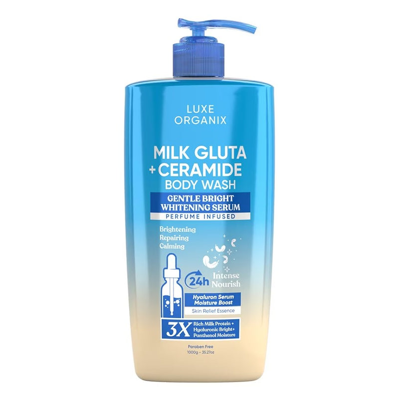 Luxe Organix Milk Gluta + Ceramide Gentle Bright Whitening Serum Perfume Infused Body Wash 1000g