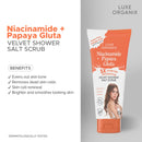 Luxe Organix Niacinamide + Papaya Gluta Velvet Shower Salt Scrub 320g
