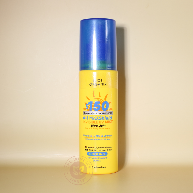 Luxe Organix SPF150 6In1 MAXShield Invisible UV Mist Ultra Light Face and Body Sunscreen 90ml