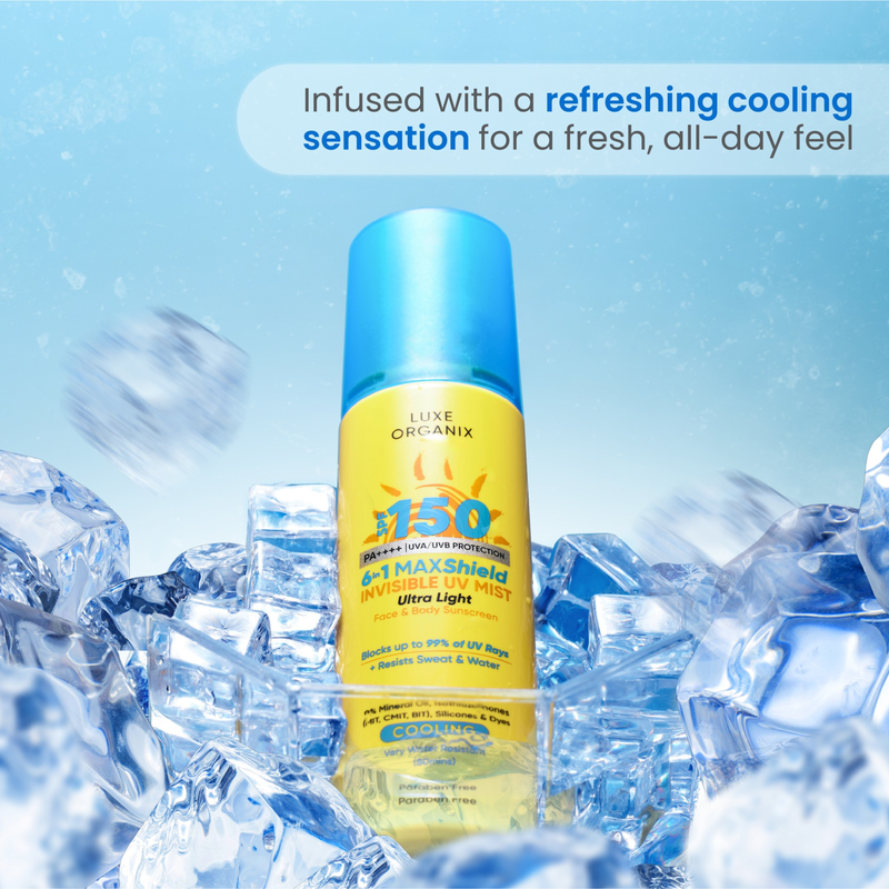 Luxe Organix SPF150 6In1 MAXShield Invisible UV Mist Ultra Light Face and Body Sunscreen 90ml