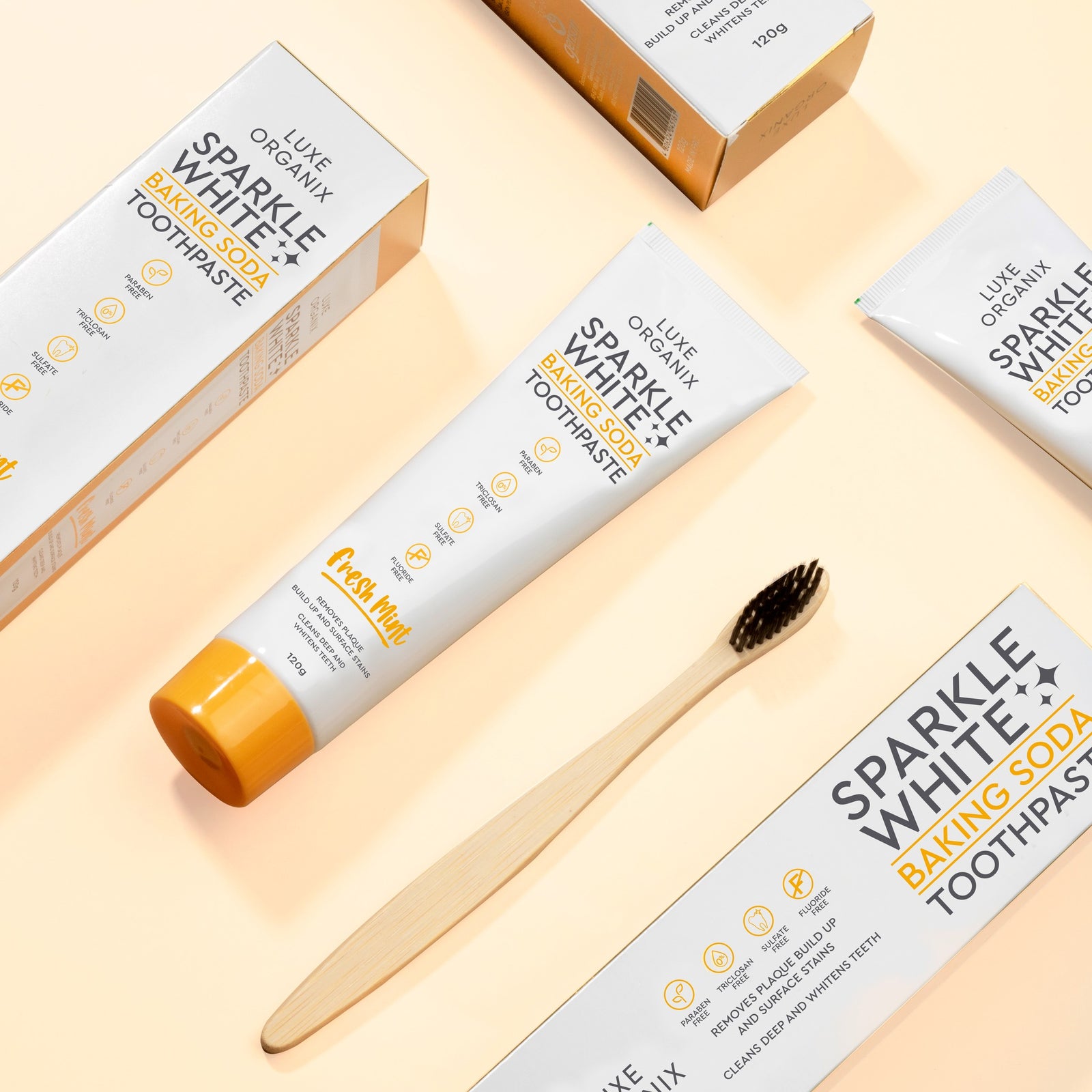 معجون أسنان من Luxe Organix البريق الأبيض لصودا الخبز نعناع طازج 120 جم | Toothpaste معجون أسنان من Luxe Organix البريق الأبيض لصودا الخبز نعناع طازج 120 جم | Toothpaste