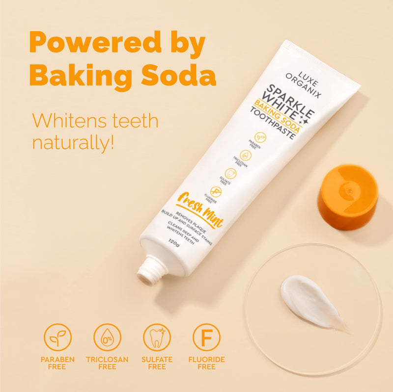 Luxe Organix Sparkle White Baking Soda Toothpaste Fresh Mint 120g