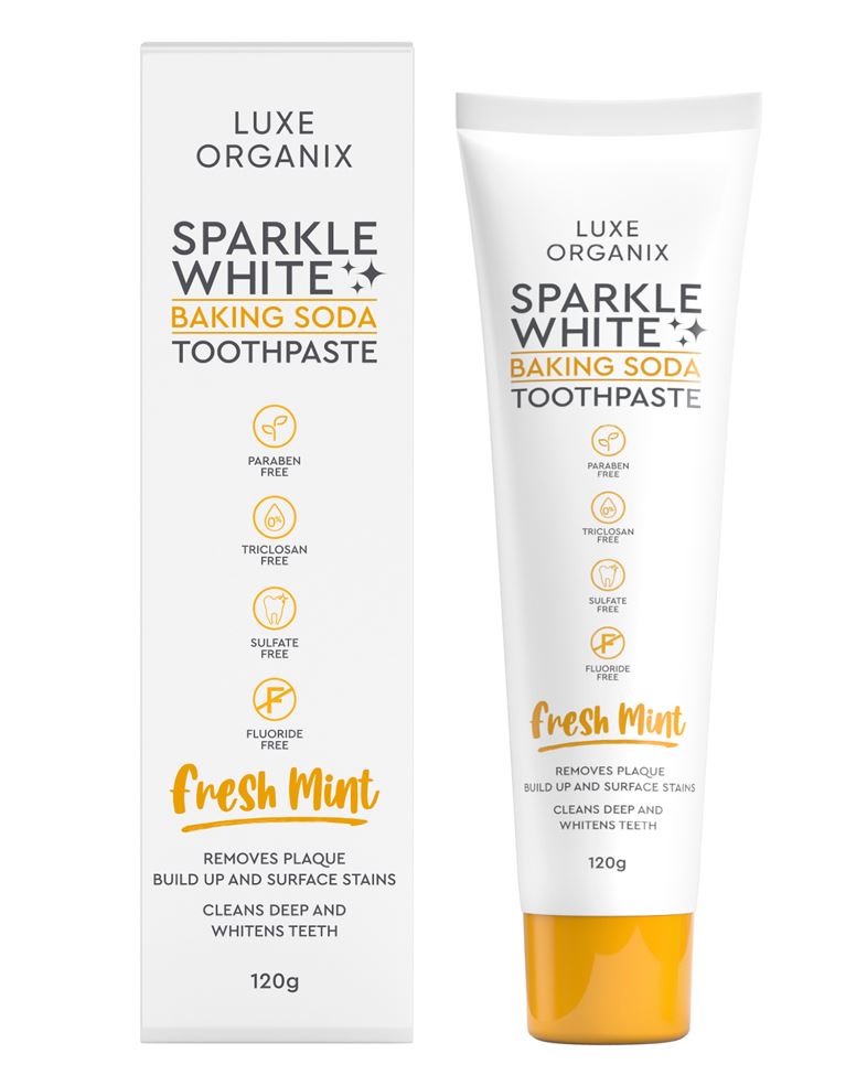 معجون أسنان من Luxe Organix البريق الأبيض لصودا الخبز نعناع طازج 120 جم | Toothpaste معجون أسنان من Luxe Organix البريق الأبيض لصودا الخبز نعناع طازج 120 جم | Toothpaste