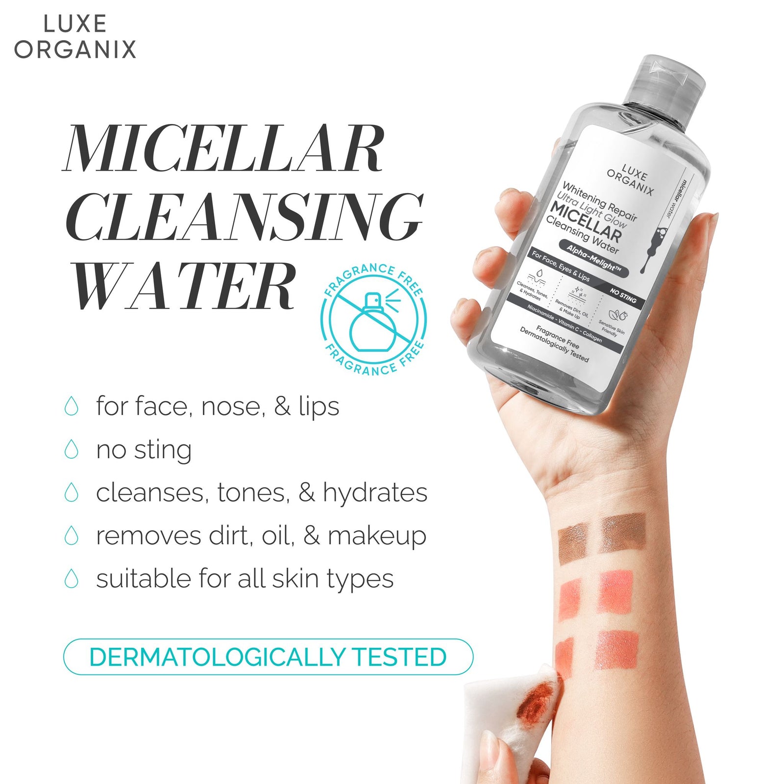 لوكس أورجانيكس إصلاح التبييض فائق الضوء توهج ميسيلار تطهير المياه 300 | Makeup Remover لوكس أورجانيكس إصلاح التبييض فائق الضوء توهج ميسيلار تطهير المياه 300 | Makeup Remover