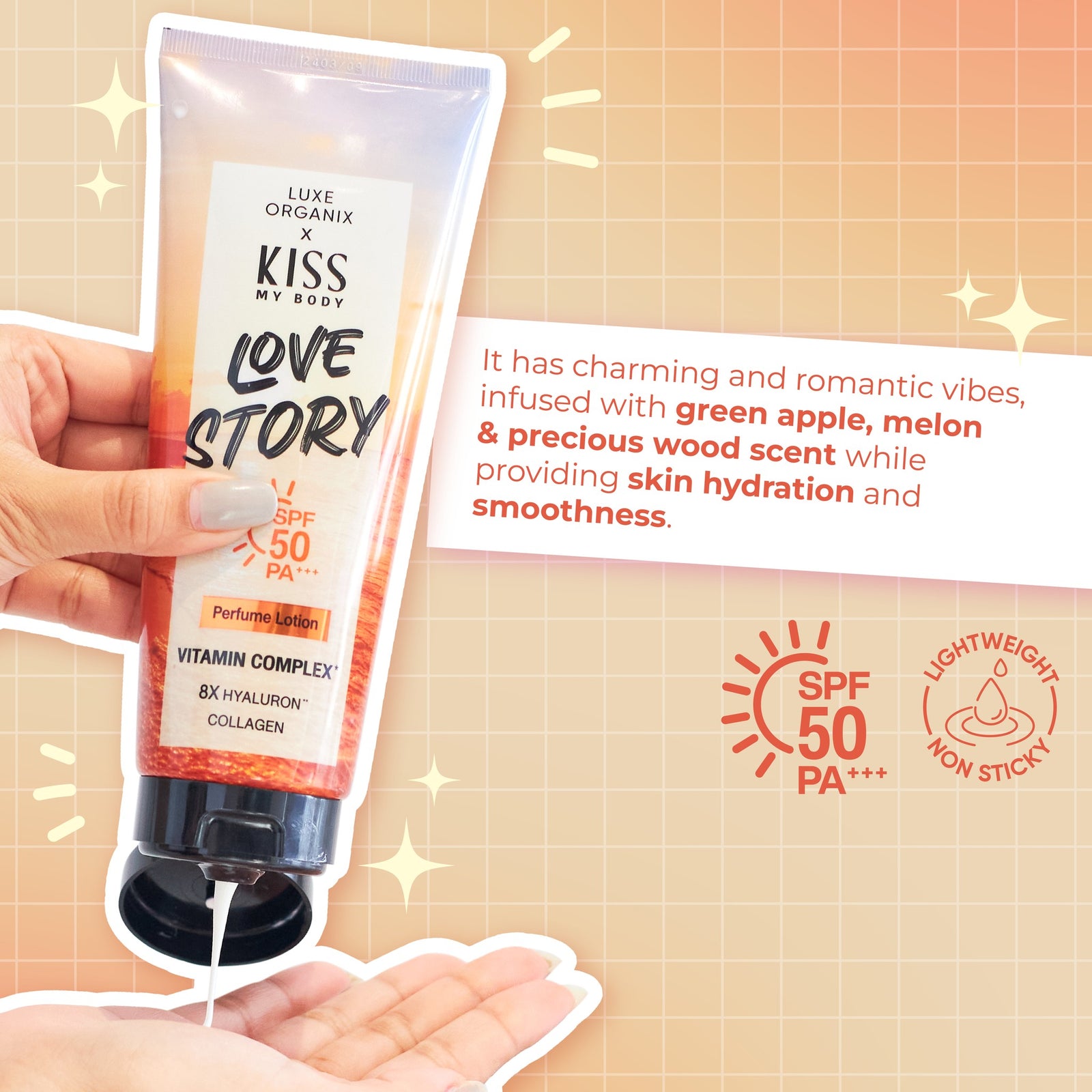 Luxe Organix x Kiss My Body Perfume Lotion SPF50 200g | Body Lotion Luxe Organix x Kiss My Body Perfume Lotion SPF50 200g | Body Lotion