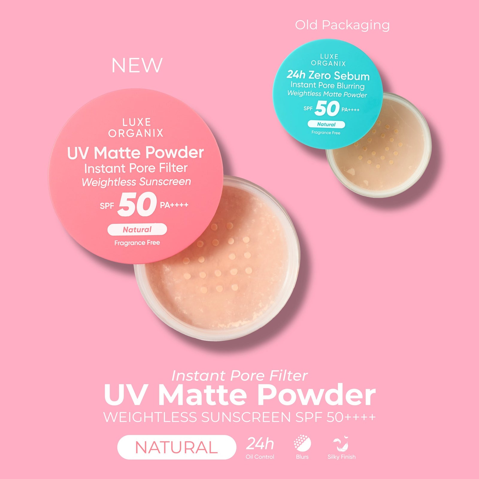Luxe Organix 24h Zero Sebum Instant Pore Blurring Weightless Matte Powder SPF50 15g | Face Powder, BB Cream, CC Cream and Foundation