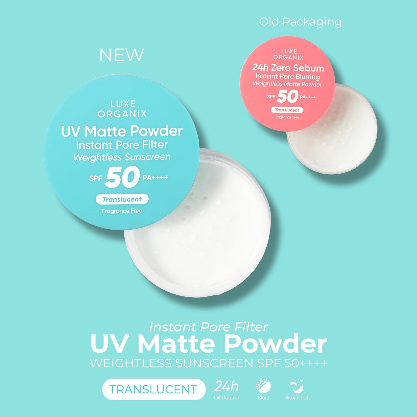 Luxe Organix 24h Zero Sebum Instant Pore Blurring Weightless Matte Powder SPF50 15g | Face Powder, BB Cream, CC Cream and Foundation