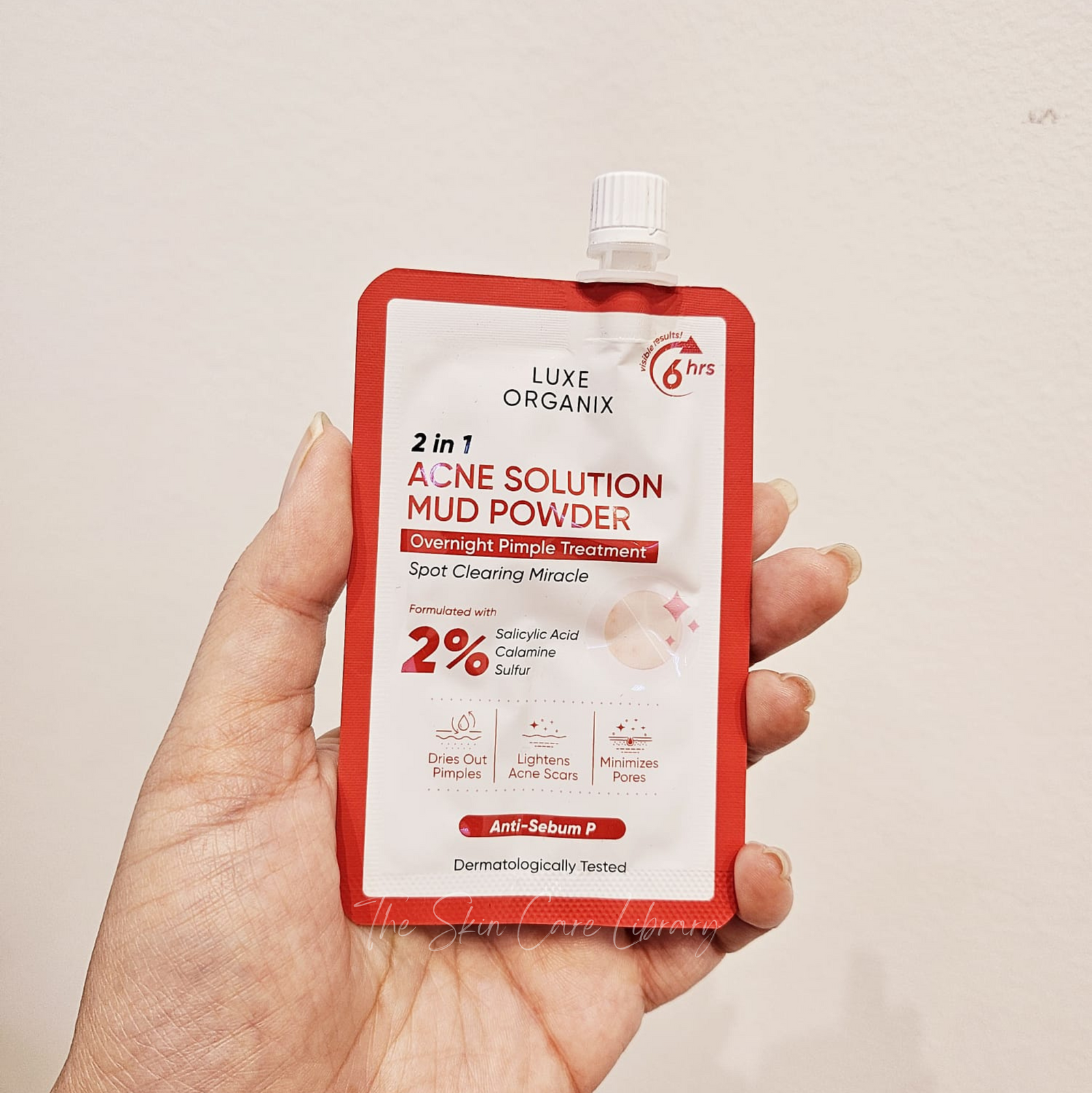 Luxe Organix 2 in 1 Acne Solution Mud Powder Overnight Pimple Treatment 9g | Acne Spot Treatment, Patches and Nose Strips