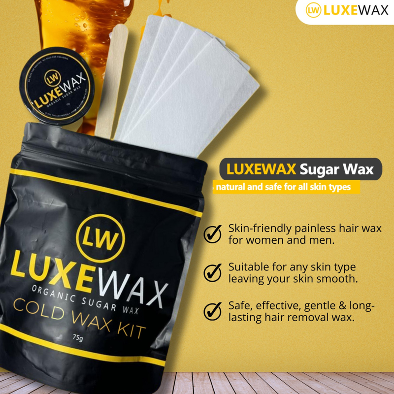 Luxewax Organic Sugar Wax Cold Wax Kit 75g