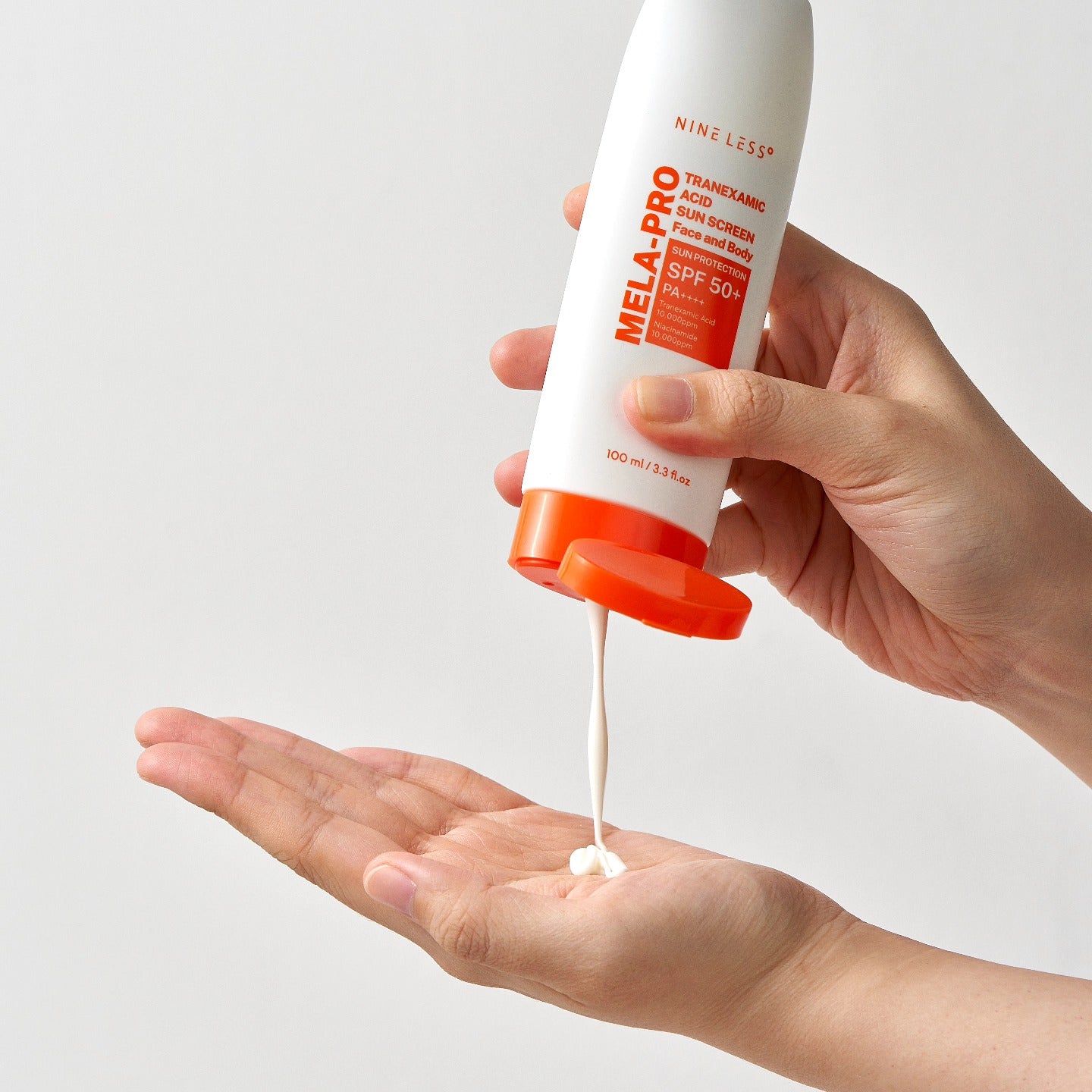 Sunshine Less Screen Nine Less Mela-Pro Tranexamic Acid Sun Screen Face and Body SPF50 100ml ...