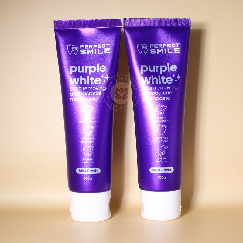 Perfect Smile Purple White Stain Removing Antibacterial Toothpaste Mint Fresh 100g x 2 Tubes