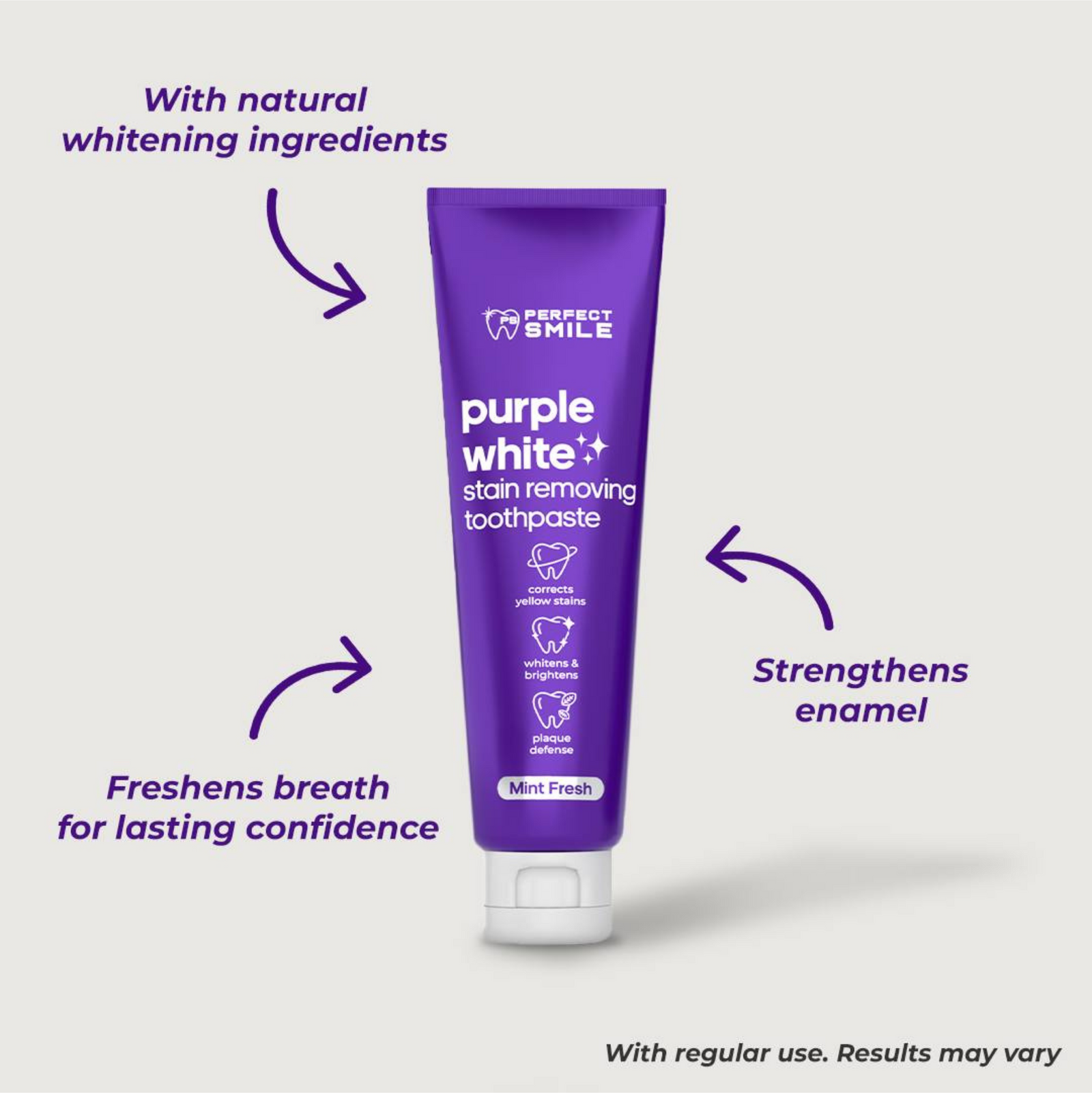 Perfect Smile Purple White Stain Removing Antibacterial Toothpaste Mint Fresh 100g x 2 Tubes | Toothpaste Perfect Smile Purple White Stain Removing Antibacterial Toothpaste Mint Fresh 100g x 2 Tubes | Toothpaste