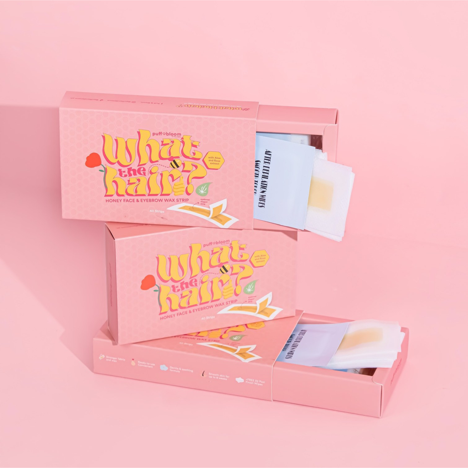 Puff & Bloom What The Hair? Honey Face & Eyebrow Wax Strip 40 Strips | Wax Strips Puff & Bloom What The Hair? Honey Face & Eyebrow Wax Strip 40 Strips | Wax Strips