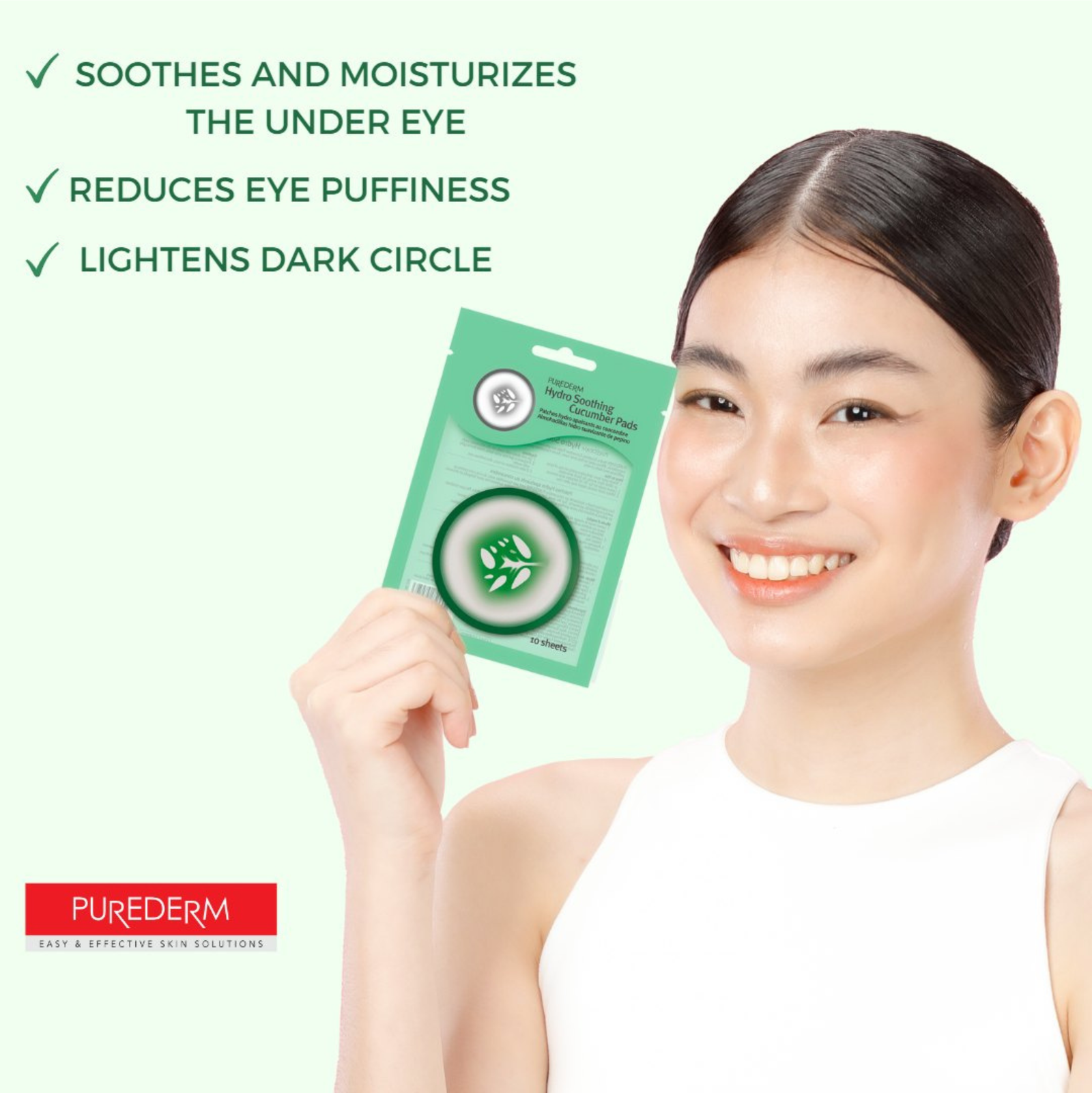 Purederm Hydro Soothing Cucumber Pads 10 Sheets | Eye Serums, Creams and Patches Purederm Hydro Soothing Cucumber Pads 10 Sheets | Eye Serums, Creams and Patches