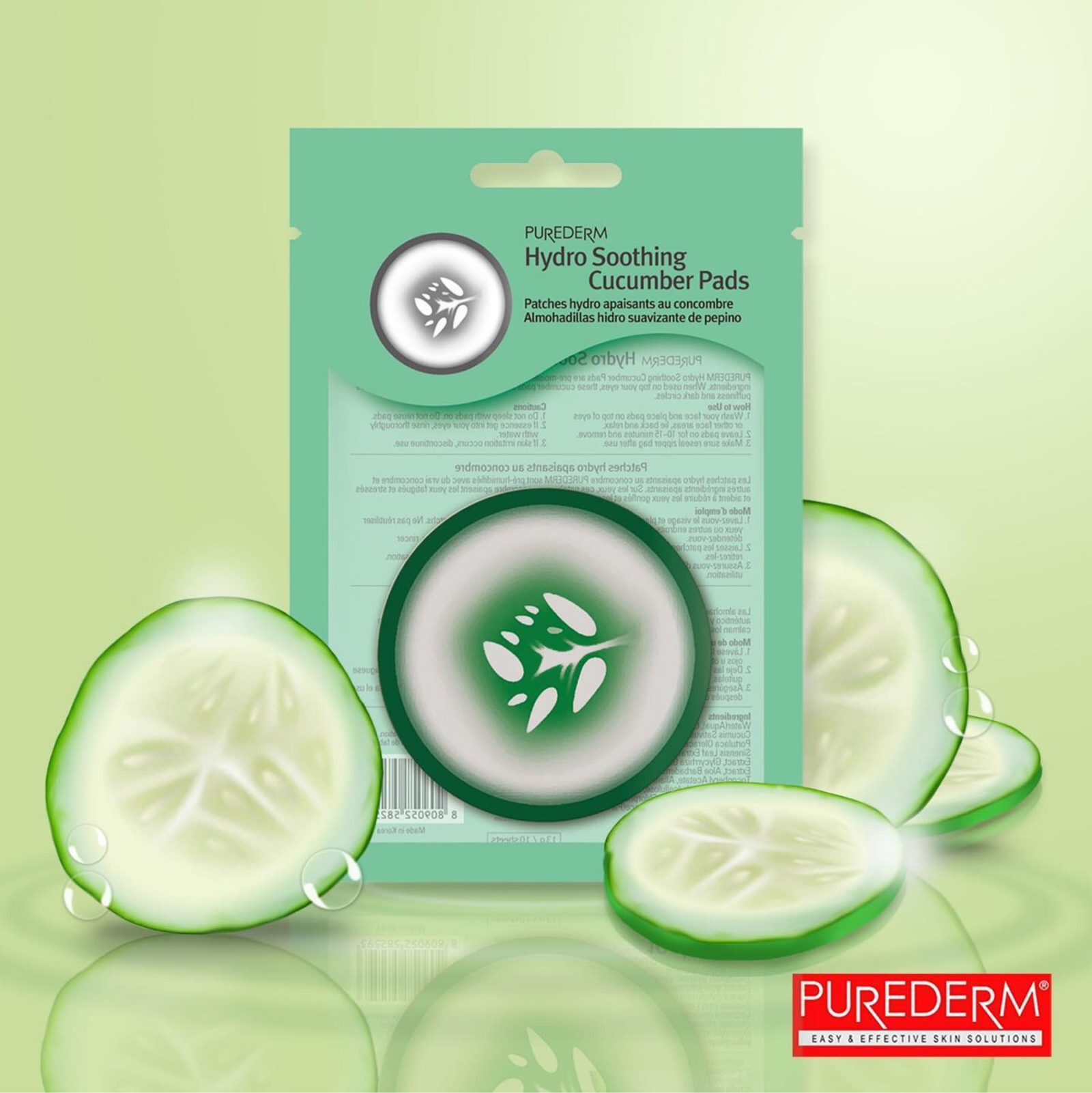 Purederm Hydro Soothing Cucumber Pads 10 Sheets | Eye Serums, Creams and Patches Purederm Hydro Soothing Cucumber Pads 10 Sheets | Eye Serums, Creams and Patches