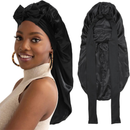 Silk Bonnet Sleeping Cap Black 1pc