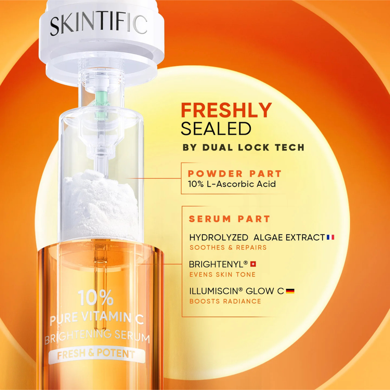 Skintific 10% Pure Vitamin C Brightening Serum Powder 1g x Liquid 9g