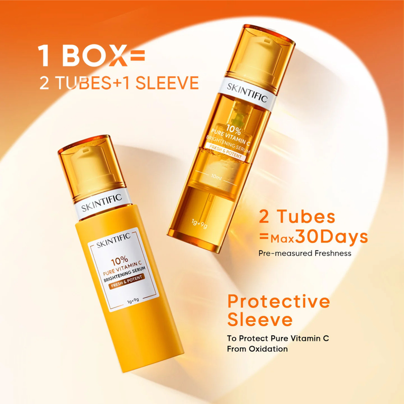 Skintific 10% Pure Vitamin C Brightening Serum Powder 1g x Liquid 9g