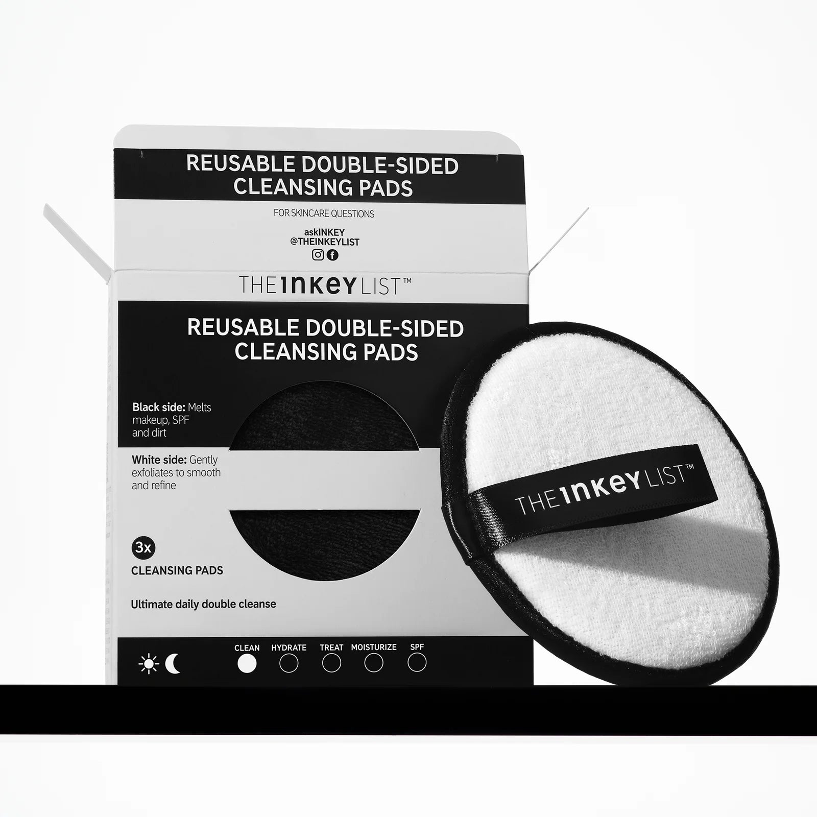 The Inkey List Reusable Double-Sided Cleansing Pads 3pcs | Facial Cleansing Tools The Inkey List Reusable Double-Sided Cleansing Pads 3pcs | Facial Cleansing Tools