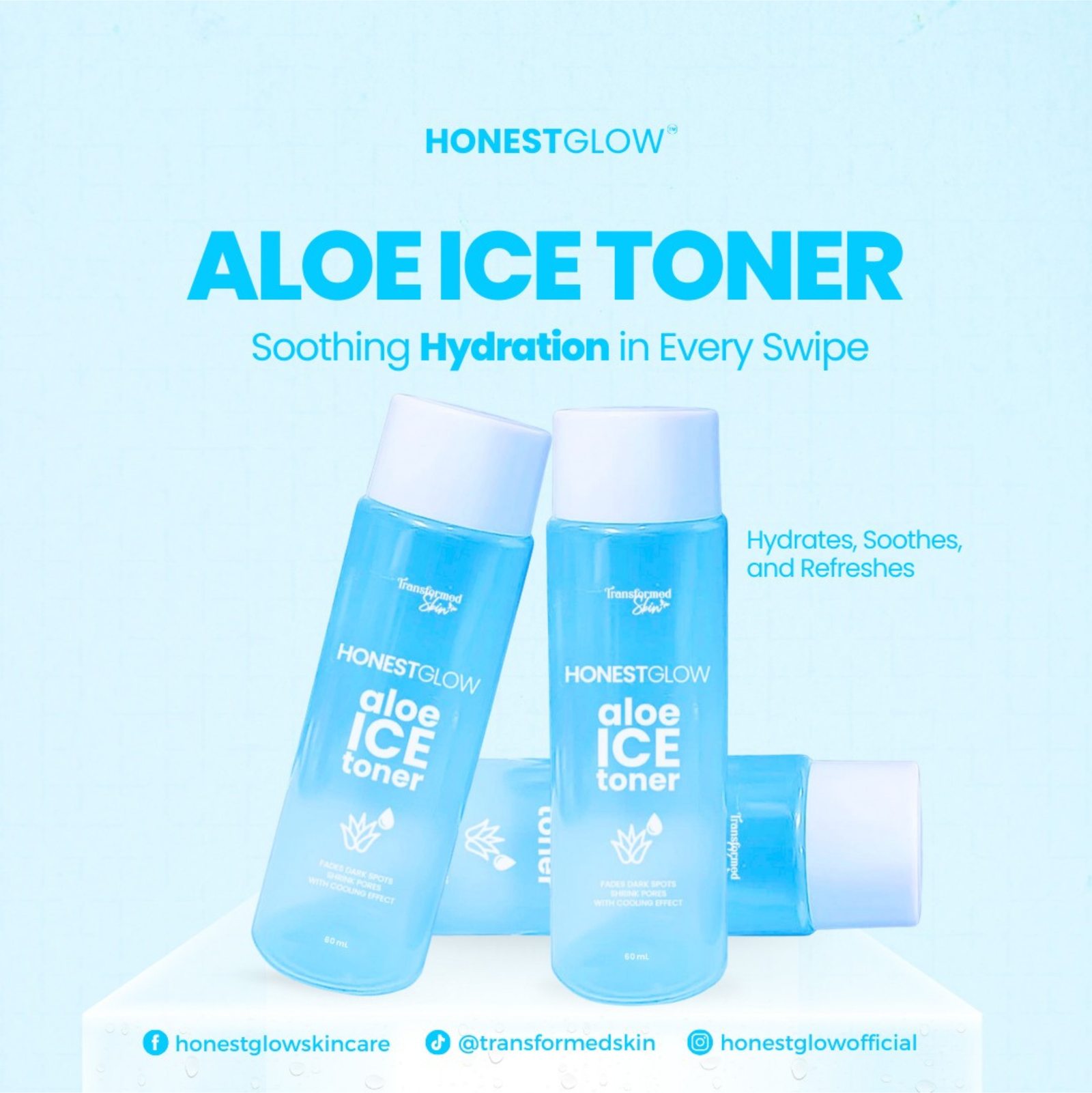 Transformed Skin HonestGlow Aloe Ice Toner 60ml | Toners Transformed Skin HonestGlow Aloe Ice Toner 60ml | Toners
