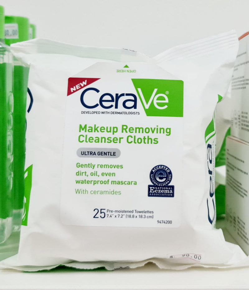 CeraVe Makeup Removing Cleanser Cloths (25 Pre-Moistened Towelettes)