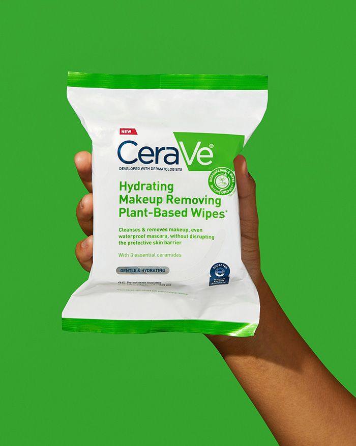 CeraVe Hydrating Makeup Removing Plant-Based Wipes (25 Pre-moistened Towelettes)