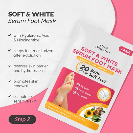 Luxe Organix Soft & White Serum Foot Mask 1 Pair