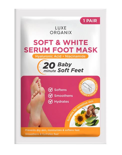 Luxe Organix Soft & White Serum Foot Mask 1 Pair